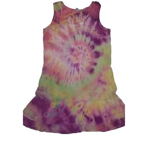 St. John's Bay Girls Tie Dye Multicolor Purple Sleeveless Swim Dress Size Large - Picture 3 of 9